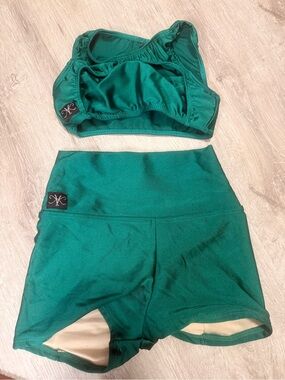Kandi Kouture green Two-Piece Athletic Set - Top & Shorts